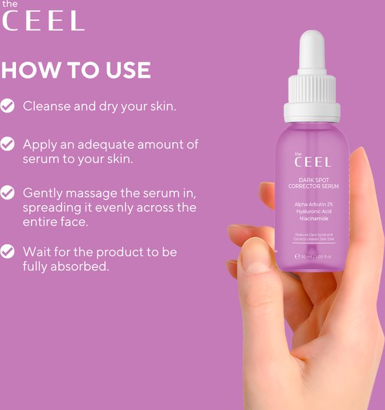 Ceel Natural Dark Spot Corrector Serum-30ml - Dark Spots & Pigmentation With Glutathione Alpha Arbutin 2%, HyaluronicAcid and Niacinamide